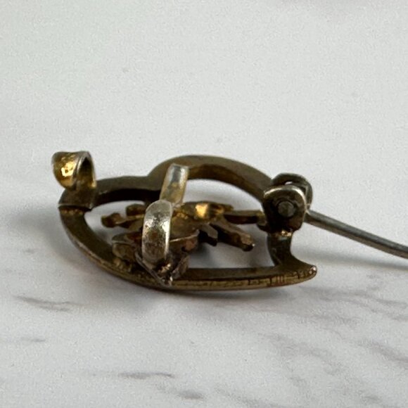 Antique 800 Silver Watch Pin, Fairy in Heart Brooch, Art Nouveau Figural Pin - Picture 4 of 5